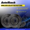 AutoShack Rear Drilled & Slotted Brake Rotors Ceramic Brake Pads
