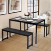 Black Dining Set with Bench,JULYFOX 3 Piece Modern Dining Room
