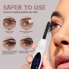 ShenlanBolt Heated Eyelash Curler for Women, Electric Lash Curler with 10s Fast Heating, 4 Adjustable Temp (65°C-95°C), 24H Curl, USB-C Rechargeable, Ergonomic Design, Travel-Friendly Makeup Tool Gift