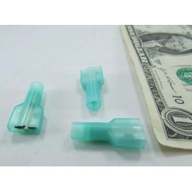 Barnes Distribution Lot 25 Green Crimp Terminals, 1/4" Female Spade, 16 to 14 AWG, Ground Wire Cable