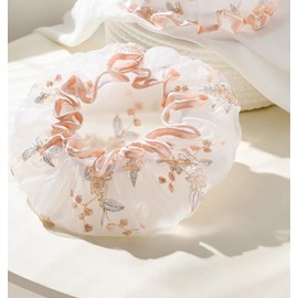 Shower Cap Reusable Waterproof Shower Caps for Women, Large Shower Cap for Long Hair, Washable Double Layers Elastic Band Bath Hair Hat, Unique hand-embroidered design Shower Bonnet Hair Cap Bath Caps