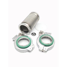 bmotiontech ISO-KF KF50 Highly Flexible Corrugated Hose, Vibration Damping Stainless Steel Vacuum Bellow Hose (100 mm or 4") + 2 pcs KF50 Wing nut clamp, Centering Ring & FKM O-Ring (100 mm or 4")