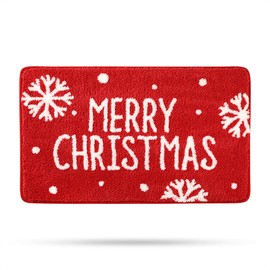 Christmas Bath Mat, Extra Soft Absorbent Bath Rug, Non-Slip Comfortable Bathroom Rug, Carpet for Tub, Shower, Bath Room, Machine Wash Dry, 20"x31", Snowflake