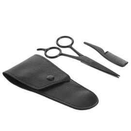 PartyKindom 3pcs Stainless Steel Beard Comb Nose Hair Clipper Set Grooming Scissors Mustache Trimmer Trimmers for Barbers Mens Grooming Kit