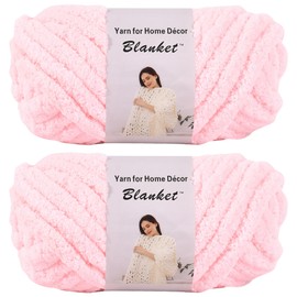 Chenille Chunky Yarn Arm Knitting Thick Bulky DIY for Knit Blanket Cushion Bed Sofa Home Decor (Light Pink, 2-Pack, 0.5kg/1.1 lb, 48 Yards)