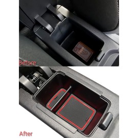 【4 Farben】MEDZUK Kompatibel mit Opel Mokka B 2020-2023 2024 Auto Mittelkonsole Aufbewahrungsbox Armlehnen Organizer Tray Zubehör mit Rutschfester Matte (Rot)