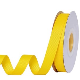 YAMA Yellow Grosgrain Ribbon, 5/8 Inch 25 Yards, for Gift Wrapping Crafts Hair Bows Wedding Party Decoration