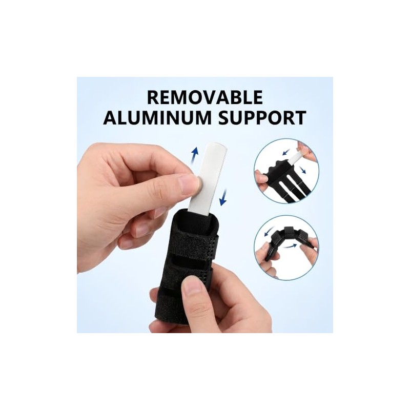 Finger Splint 3 Pack, Aluminium Finger Straightener & Immobiliser, Adjustable