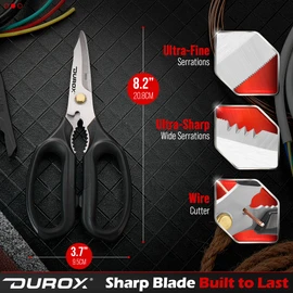 DRX Tool - Heavy Duty Scissors, Multipurpose Utility Scissors. Built to Cut Leather, Cardboard, Carpet, Plastic and Rope. All Purpose Heavy Duty Kitchen Scissors to Cut Meat, Poultry and Chicken Bones