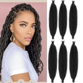 6 Packs 24 Inch Soft Springy Afro Twist Hair Pre-Separated Spring Twist Hair for Faux Locs Natural Black Marley Twist Crochet Braiding Hair Synthetic Hair Extensions (6, 24 Inch)