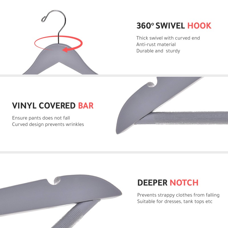 Quality Wooden Hangers - Slightly Curved Hanger Set of 10-Pack