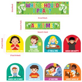 When Should I Pray Cutouts Classroom Bulletin Board Decoration Set Religious Classroom and Sunday School Decor for Party School Classroom Door Welcome Bulletin Board Craft Home Wall