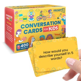 Conversation Cards for Kids – 400 Convo Starters for Family Game Night or Dinner – Road Trip Travel Games for Children Age 8-12 – Connect & Build Social Emotional Skills – 2.5" x 1.75" Sized Cards