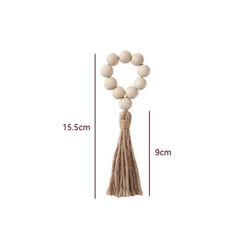 LannuMet 6 Pcs Jute Tassel Wood Bead Napkin Rings Boho