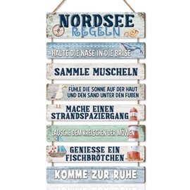 CHDITB North Sea Rules Sign, Decorative Beach and Sea, Beach Welcome Sign, Nautical Lighthouse Decoration, Maritime, Summer Decoration Indoor, Home Wall Door, Sea Hanging Decor, Beach Summer Theme