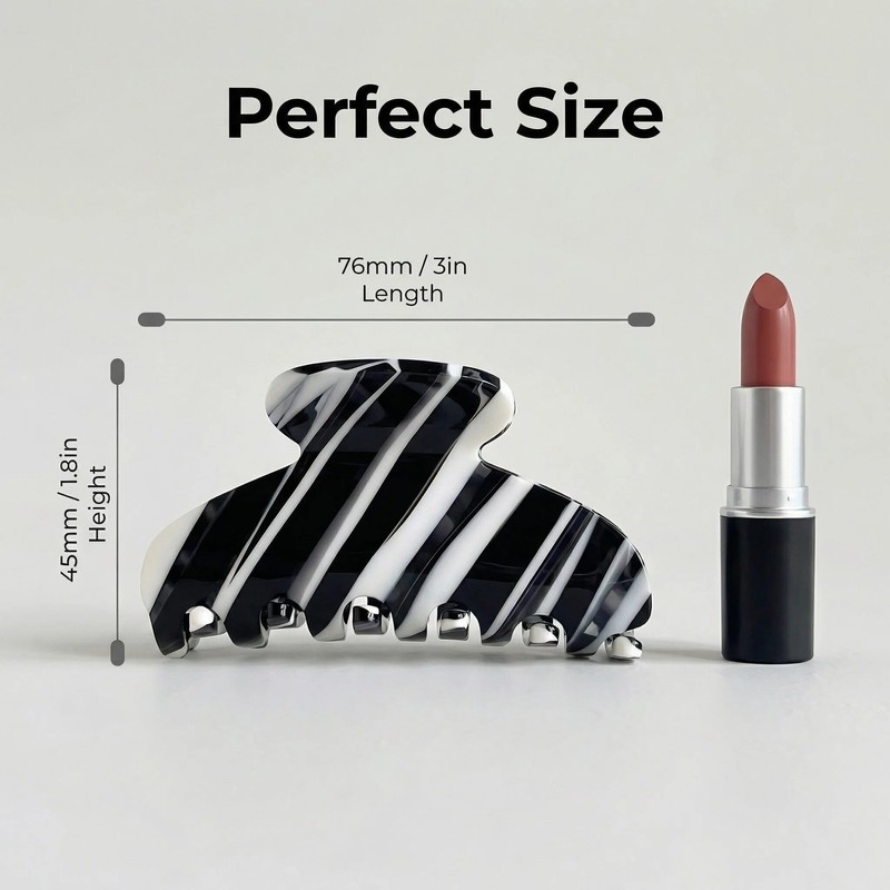 Medium Acetate Striped Hair Claw Clip for Women
