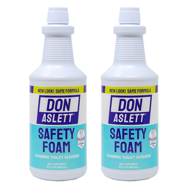 Don Aslett Safety Foam Toilet Bowl Cleaner (32 Oz Bottle, Pack of 2) Acidic Detergent and Deodorizer | Cleans Hard Water and Mineral Stains in Porcelain Toilets