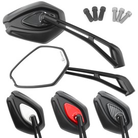 Area1 Universal Motorcycle Rear View Mirrors Pair E-Approved 2x M10 Right Thread + Left Thread Adapter Compatible with e.g. Duke, SMC/R Z900 Z750 Z650 Z500 Z125 ER-6N MT07 MT09 MT125 CB F Hornet (Black)