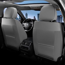 FLORICH Car Seat Covers, Leather Seat Covers, Front Seat Covers 2PCS,Waterproof Car Seat Protector, Auto Driver Seat Covers Accessories Fit for Most SUV Trucks(Gray&Black, Front Pair)