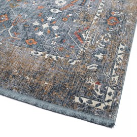 Kaleen Rugs Artundra Collection 5'3" x 7'3" Transitional Oriental Area Rug,Denim