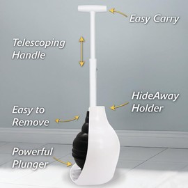 Korky Beehive Max Hideaway 15 in. L x 6 in. Dia. Toilet Plunger