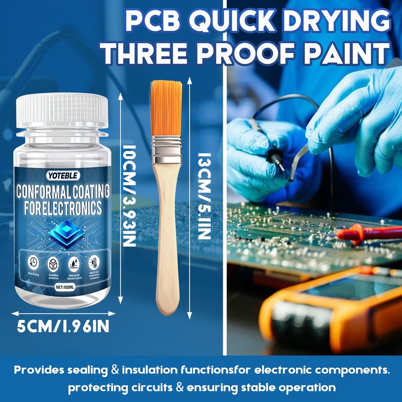 Conformal Coating for Electronics, Clear Insulating Varnish with Brush, Waterproof,