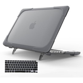Funut for MacBook Pro 16 Inch Case 2024/2023/2021, M3 / M2 / M1 Pro/Max A2991 A2780 A2485, Heavy Duty Plastic Hard Shell with TPU Bumper Fold Kickstand & Keyboard Cover，Gray