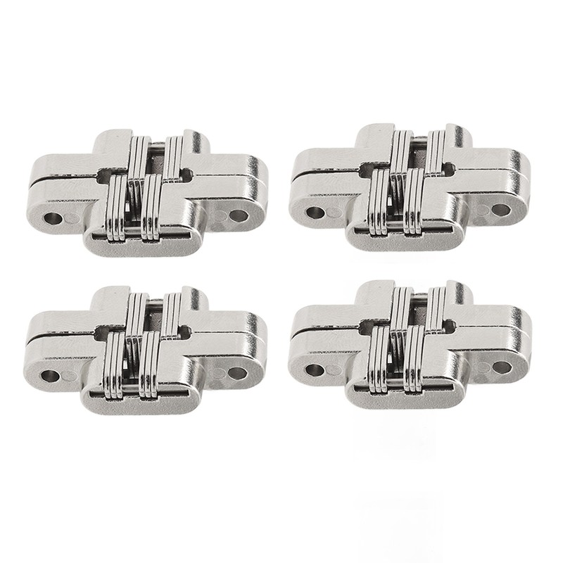 4Pcs Mini Zinc Alloy Cross Hidden Hinge 180 Degree Swing