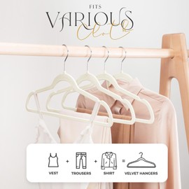 HOUSE DAY Premium Velvet Hangers 100 Pack, Non-Slip Clothes Hangers Ivory - Durable and Sturdy Felt Hanger, Velvet Hanger for Coat, Pants & Dress Slim Space Saving for Closet Organizer