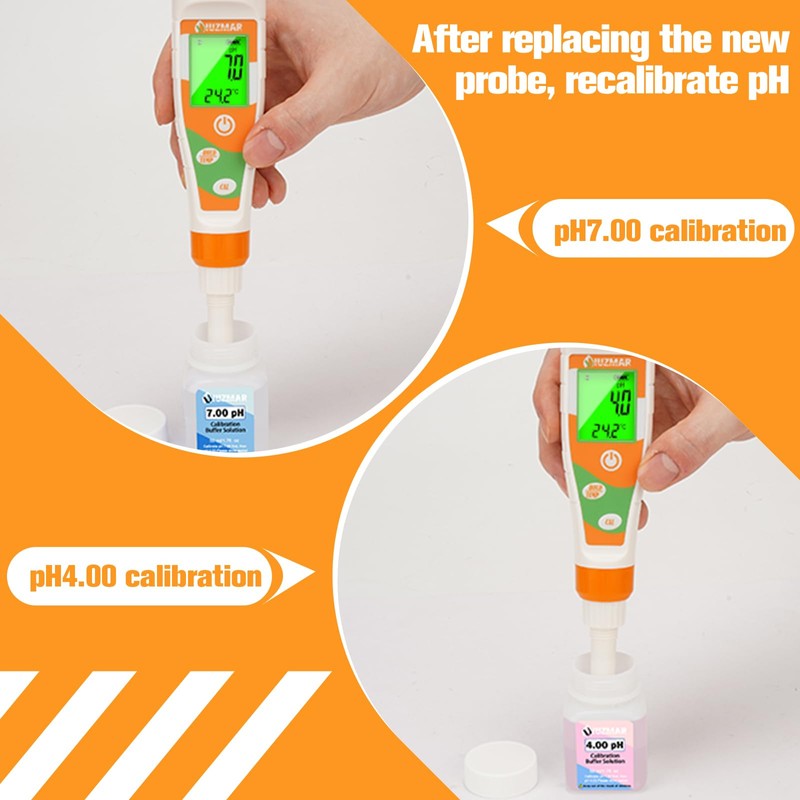 UIUZMAR Replacement pH Probe with pH Calibration Solution(4.00&7.00) for Spear