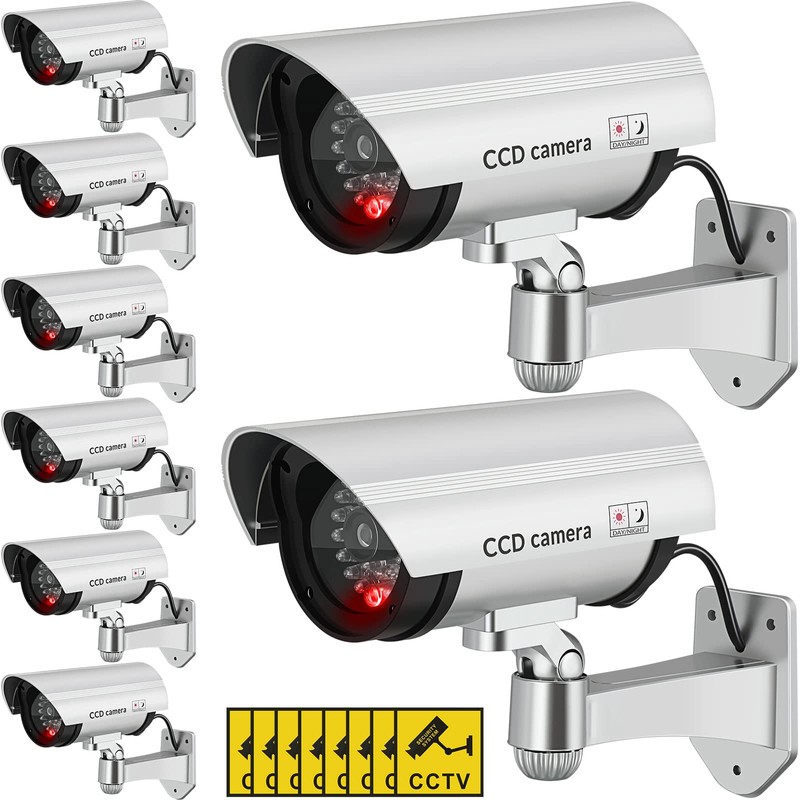 Macarrie 8 Pcs Fake Camera Realistic Dummy Security Camera Plastic
