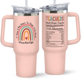 Teacher Appreciation Gifts for Women - Birthday, Valentines, Back To School, Thank You Gifts for Teachers Women - Preschool Daycare Teaching Glass Cup with Lid - 40 Oz Stainless Steel Tumbler