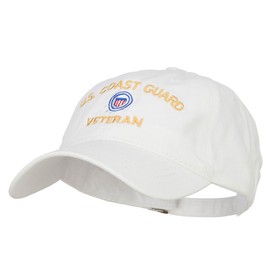 US Coast Guard Veteran Embroidered Washed Cap - White OSFM
