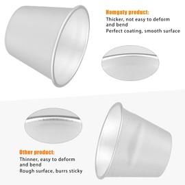 Homgaty 10pcs Pudding Moulds, Nonstick Muffin Tin Dariole Moulds Aluminium Egg Tart Mold Cups Basins for Desserts DIY Baking (2.9 x 1.8 x 2.2Inch)