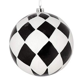 Vickerman 6" Black Ball with White Diamond Glitter Christmas Ornament, Set of 3