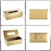 BTSKY Gold Rectangular Tissue Box Cover - Stainless Steel Tissue