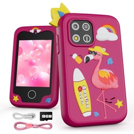 AmazingOcean Kids Smart Phone for Toddler Gifts - Easter Birthday Gift for Age 3 4 5 6 Year Old, Kids Cell Phone Toy with Touchscreen, Dual Cameras, Learning, Music Player, Games,8 GB,Little Gift for Boys&Grils:_Ro-Pin Flamingo