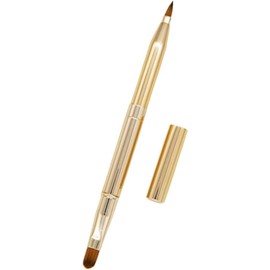 LIFKOME Brocha de Labios Doble Retráctil de Maquillaje Portátil para Mujeres Pincel Preciso con Cerdas Densas y Diseño Compacto Color Dorado