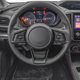 TLIFORT Steering Wheel Trim Cover for Subaru Forester 2019-2026, for Ascent Legacy Outback Crosstrek XV Outback 2018-2026, for Impreza 2017-2026, ABS Carbon Fiber, 4PCS