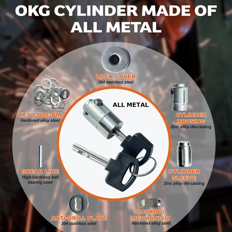 OKG Ultra Secure Stainless Steel Lock - 3 Keys, 2