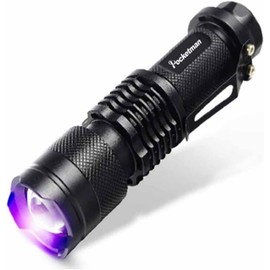Pocketman SK68 One Mode 300LM Zoomable 396nm UV-Ultraviolet LED Black Flashlight for Detecting Pet Dog Stains Checking Passport Money,Cosmetic and More