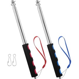 LTISHABILTD 6.5ft (200cm) Telescopic Handheld Flagpole, 2 Pcs Retractable Banner Pole Portable Tour Guide Flag Pole Pointer Stainless Steel Teaching Pointer Stick for Tour Guide Teaching (Blue & Red)
