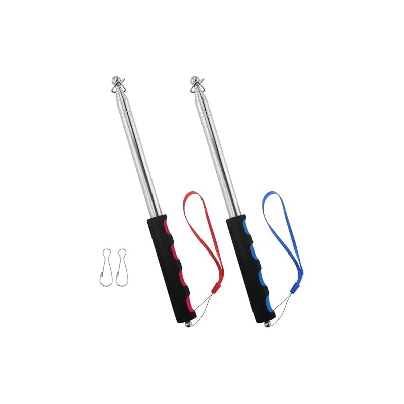 LTISHABILTD 6.5ft (200cm) Telescopic Handheld Flagpole, 2 Pcs Retractable Banner