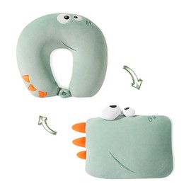EPROICKS Reisekissen 2 in 1 Verformbares Nackenkissen - Reisekissen Umwandelbar Nackenhörnchen für Kinder, Teenager, Mädchen, Jungen, Erwachsene, Flugzeug, Auto, Reisen（Grün）
