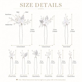 9Pcs Handmade Pearl Bridal Wedding Hair Pins, White Flower Pearl Hair Pieces Bridal Hair Accessories for Brides, Bridesmaids and Women