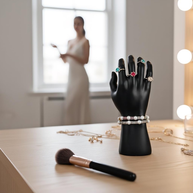 Black Mannequin Hand Ring Display Holder for Men Jewelry,Stable Hand