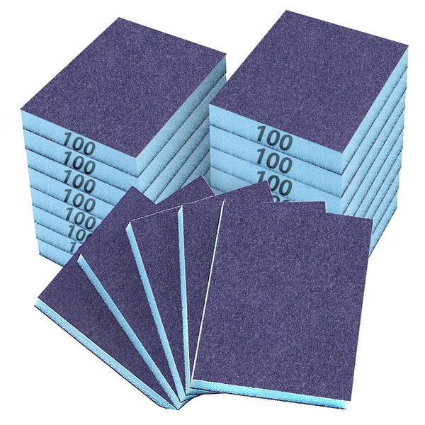 Necosthua 16 Pack 100 Grits Sanding Sponge， Medium Sanding Block,