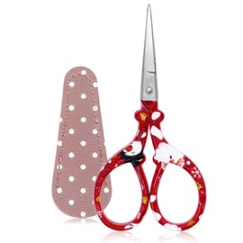 BIHRTC 3.6 Inch Craft Scissors, Precision Detail Scissors, Cross Stitch Scissors with Leather Scissors, Cover Sharp Point, Stainless Steel Scissors, DIY Tools for Embroidery Needle, Art Work