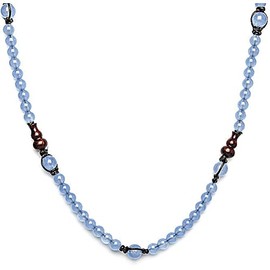 Tamashii Mudra Collection Plain Necklace Made from a Cotton Cord, Metal Elements and Ocean Blue, Adjustable Length up to 45 cm, Metal Cotton, Agate, Cotton, Agate