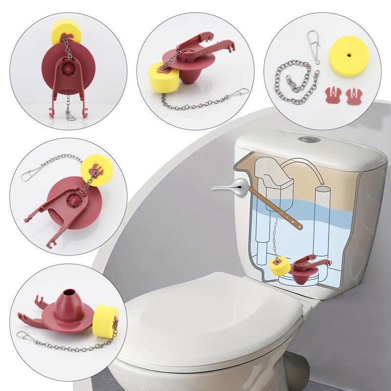 2-Inch Toilet Flapper Replacement Kit with Float and Chain Hinges,Compatible